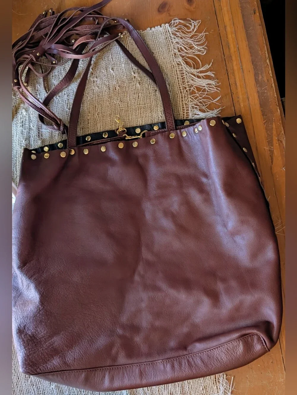 LAGGO • REMY BRITISH LEATHER STUDDED TASSEL TOTE